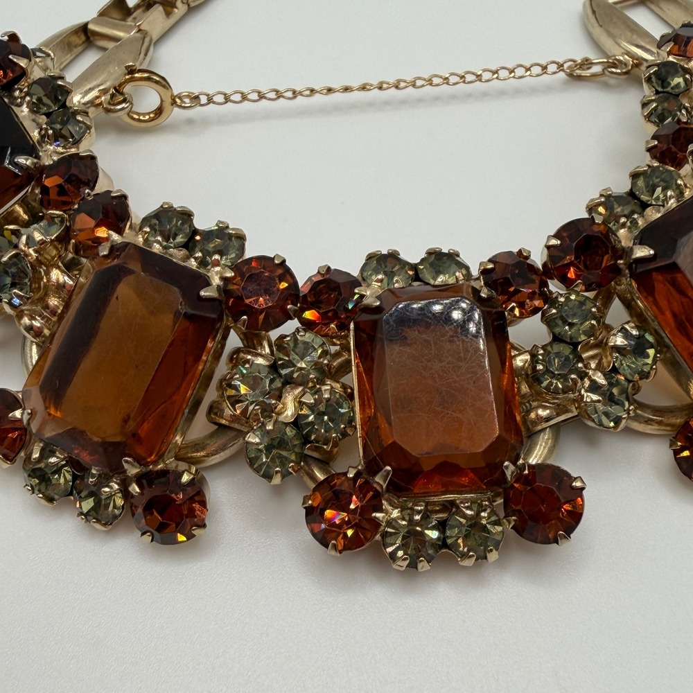 Juliana Elster & DeLizza VTG Smoky Topaz Rhinestone Bracelet and Earrings Set - Picture 14 of 16